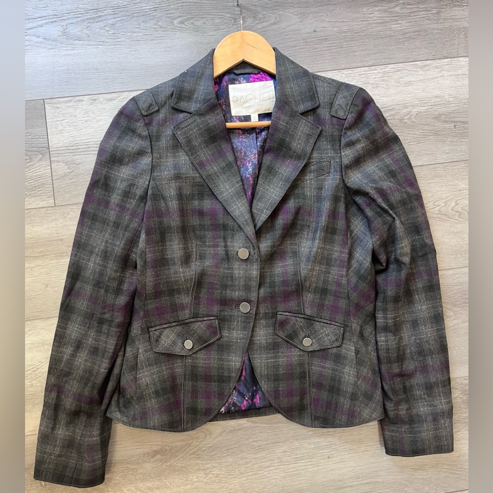RACHEL Rachel Roy Gray Plaid Blazer NWOT
